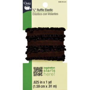 RUFFLE ELASTIC – 1 yard x .625in,    BROWN