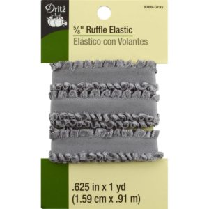 RUFFLE ELASTIC – 1 yard x .625in,    GREY