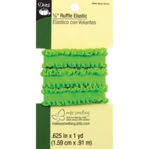 RUFFLE ELASTIC – 1 yard x .625in,    NEON GREEN
