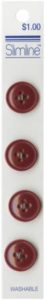 4 Hole Button Red 5/8in 4ct